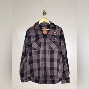Hot Leathers Cobra‎ Heavyweight Flannel Shirt Biker Moto Grunge Men's Medium
